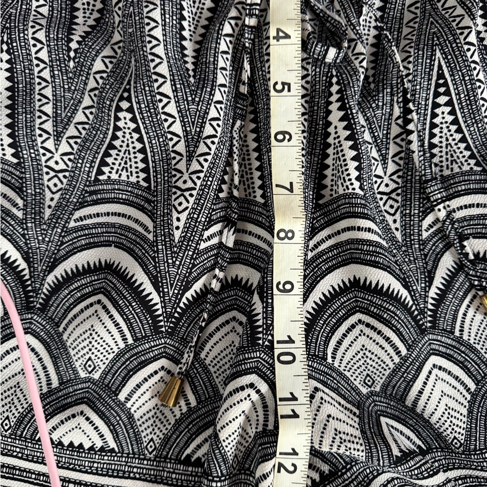 H&M Black and White Geometric print Wide Leg Pants summer pants festival EUC - Picture 6 of 7
